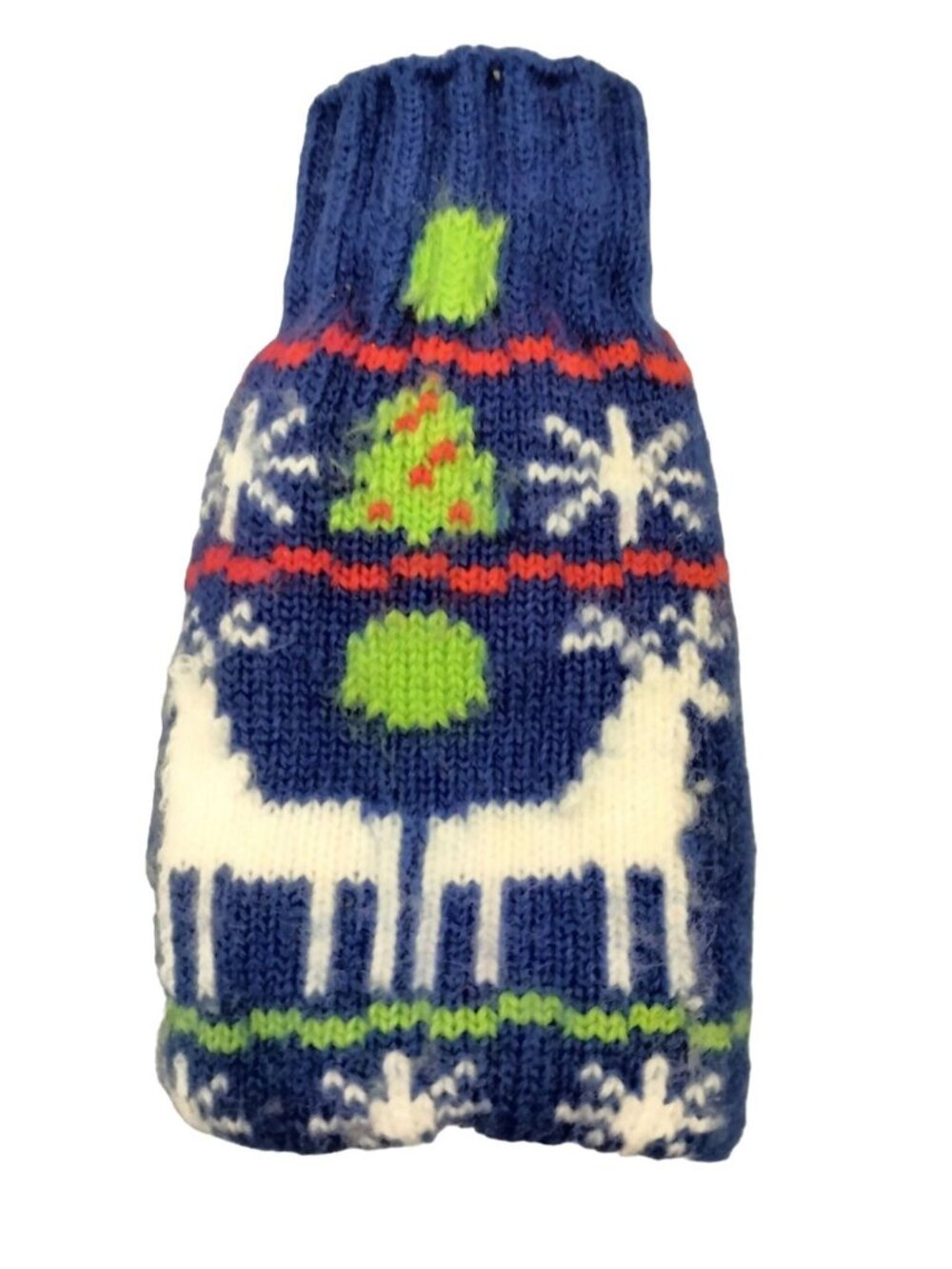 Uncle Beer Ugly Sweater Bottle Coozie Koozie Blue Reindeer Snowflake